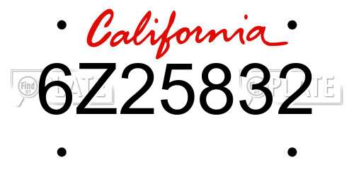 6Z25832 California License Plate