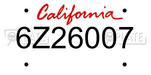 6Z26007 California License Plate