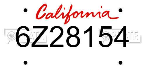 6Z28154 California License Plate