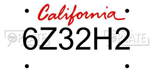 6Z32H2 California License Plate