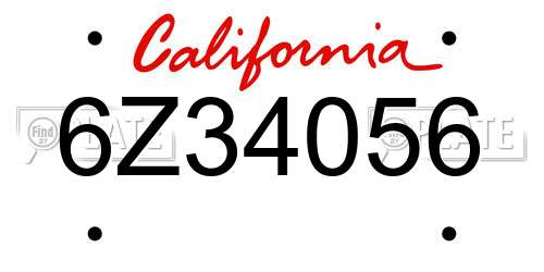 6Z34056 California License Plate