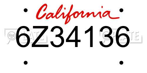 6Z34136 California License Plate