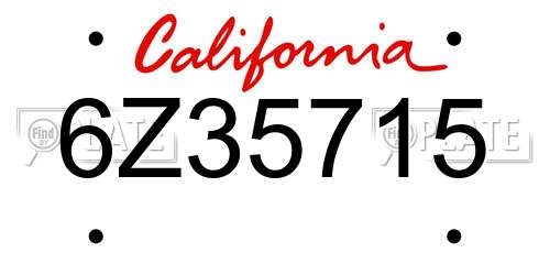 6Z35715 California License Plate