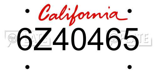6Z40465 California License Plate