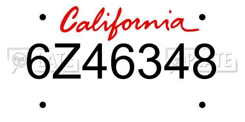 6Z46348 California License Plate