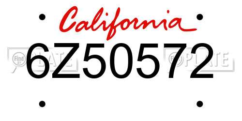 6Z50572 California License Plate