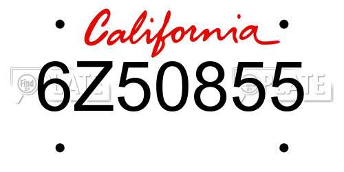 6Z50855 California License Plate