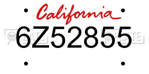 6Z52855 California License Plate