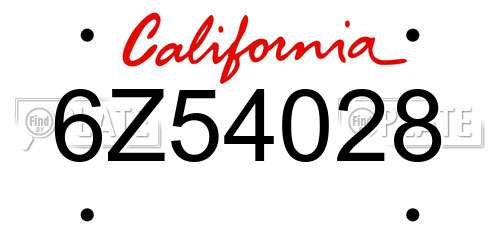 6Z54028 California License Plate