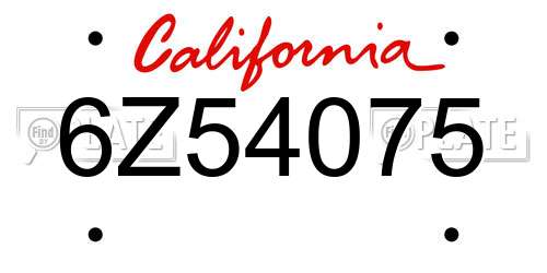 6Z54075 California License Plate