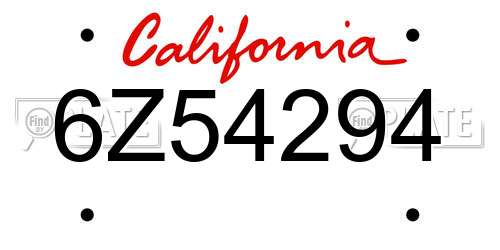 6Z54294 California License Plate