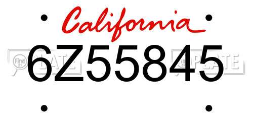 6Z55845 California License Plate