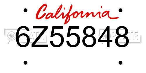 6Z55848 California License Plate
