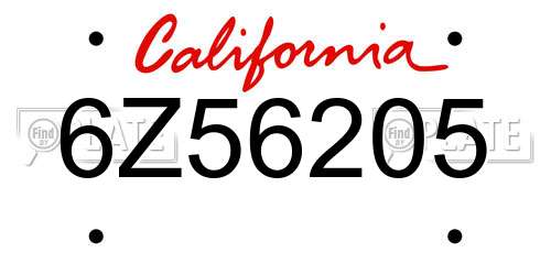 6Z56205 California License Plate