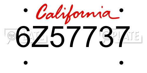 6Z57737 California License Plate