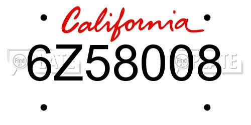6Z58008 California License Plate