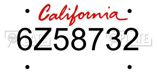 6Z58732 California License Plate