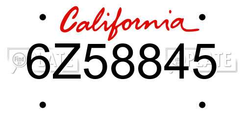 6Z58845 California License Plate