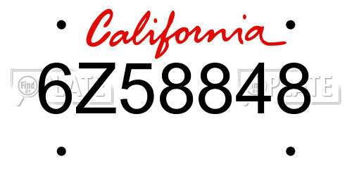 6Z58848 California License Plate
