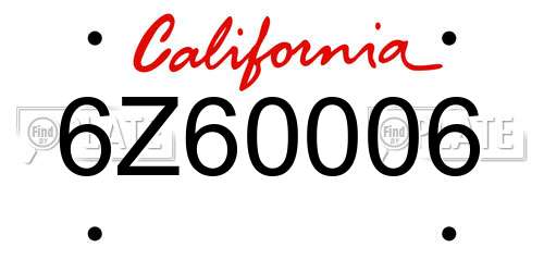 6Z60006 California License Plate