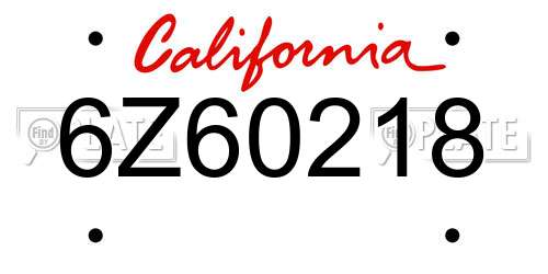 6Z60218 California License Plate