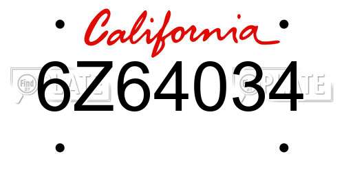 6Z64034 California License Plate