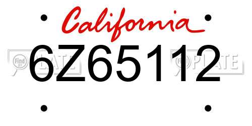 6Z65112 California License Plate