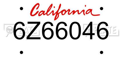 6Z66046 California License Plate