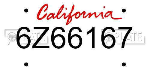 6Z66167 California License Plate