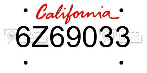 6Z69033 California License Plate
