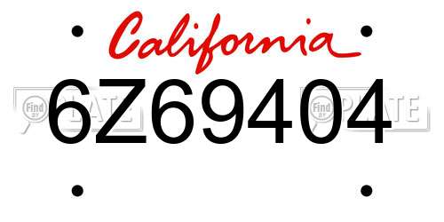 6Z69404 California License Plate