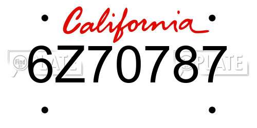 6Z70787 California License Plate