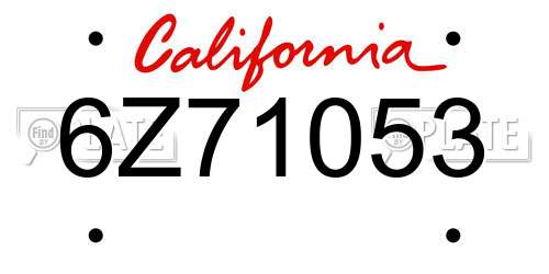 6Z71053 California License Plate