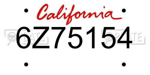 6Z75154 California License Plate
