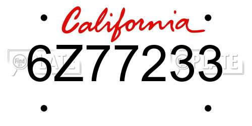 6Z77233 California License Plate