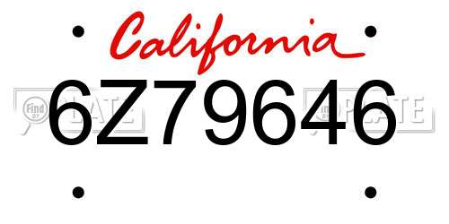 6Z79646 California License Plate