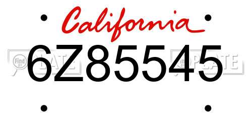 6Z85545 California License Plate