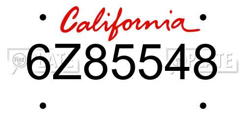 6Z85548 California License Plate