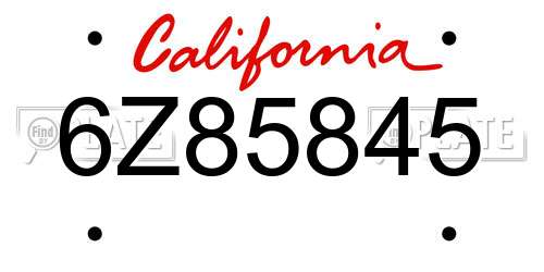 6Z85845 California License Plate
