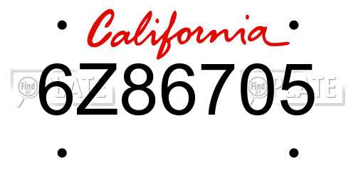 6Z86705 California License Plate