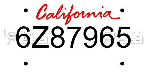 6Z87965 California License Plate