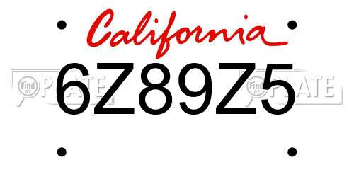 6Z89Z5 California License Plate