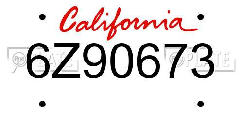 6Z90673 California License Plate