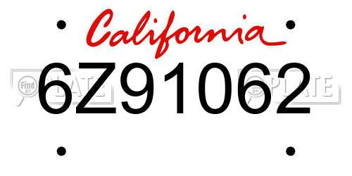 6Z91062 California License Plate