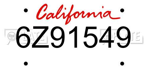 6Z91549 California License Plate