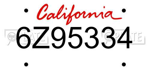 6Z95334 California License Plate