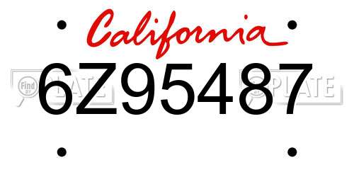6Z95487 California License Plate