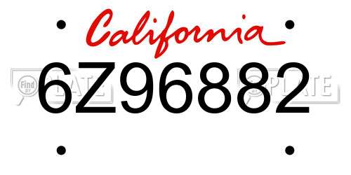 6Z96882 California License Plate