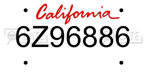 6Z96886 California License Plate