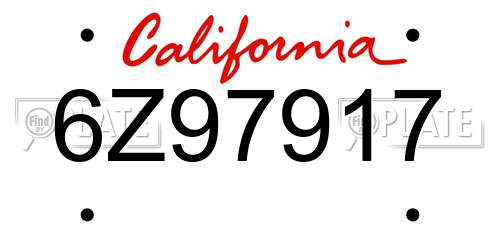 6Z97917 California License Plate